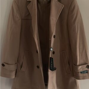 Ralph Lauren Men's Camel Wool Blend Pea Coat